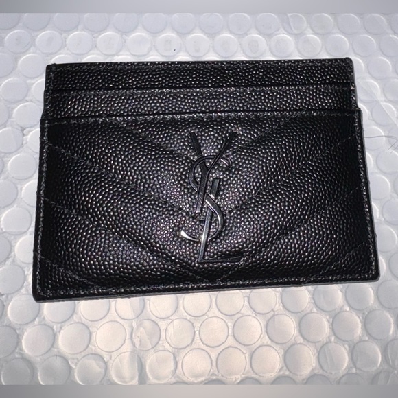 Yves Saint Laurent Black Leather Card Holder - Picture 1 of 7